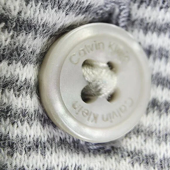 Calvin Klein Liquid Touch Embroidered Chest Logo Gray White Stripe Mens 2XL Polo - Picture 9 of 12